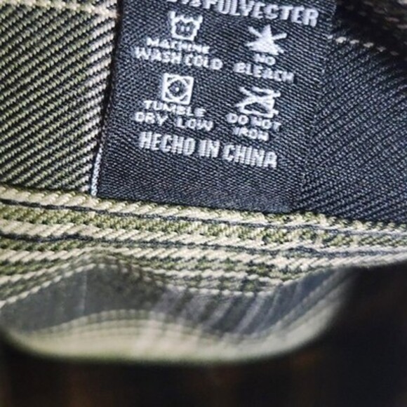 Dixxon Flannel Shirt Mens XL Green Black Plaid Action D-Tech Workwear Casual - Picture 8 of 11